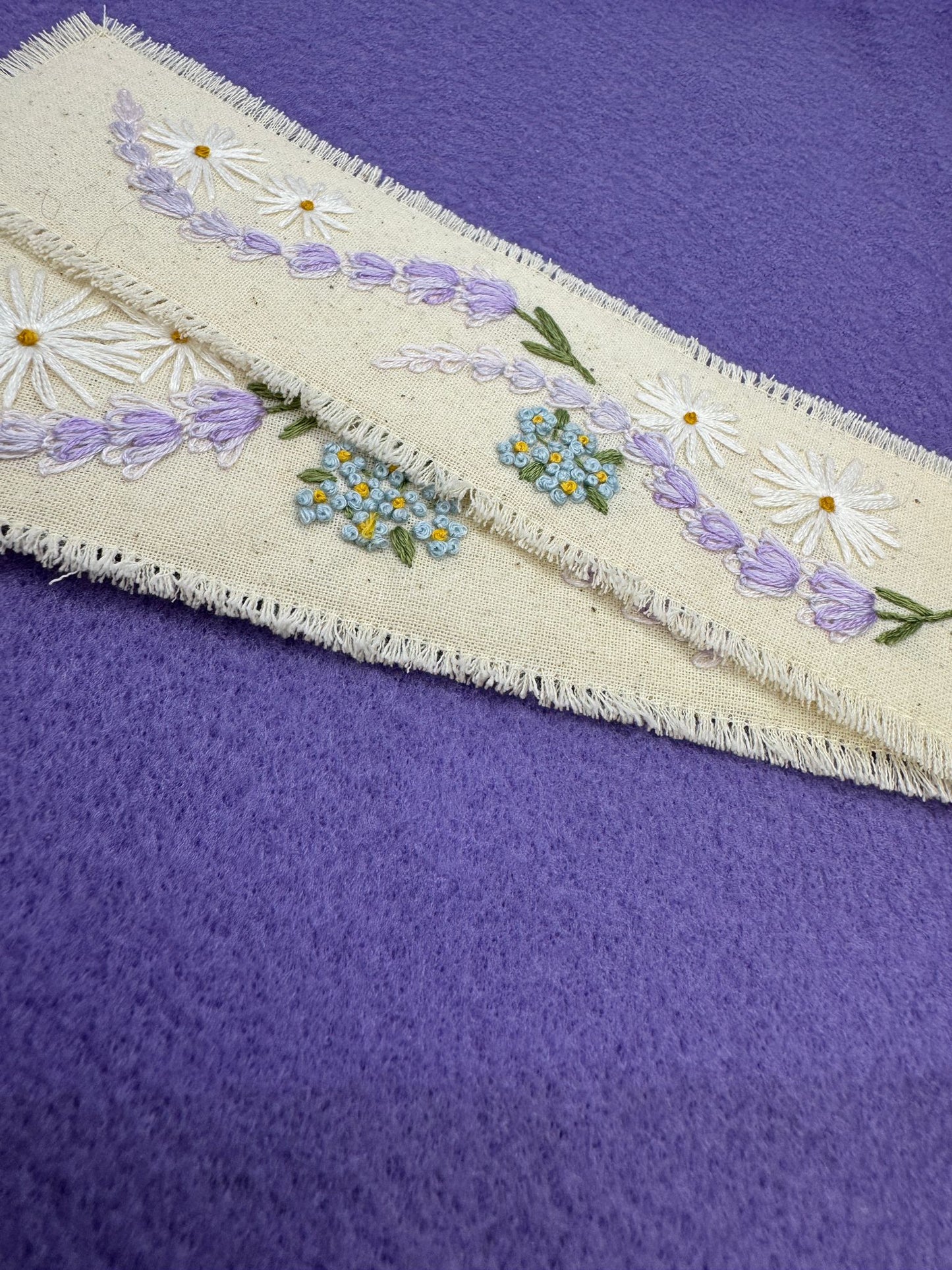 Hand-Embroidered Floral Bookmark