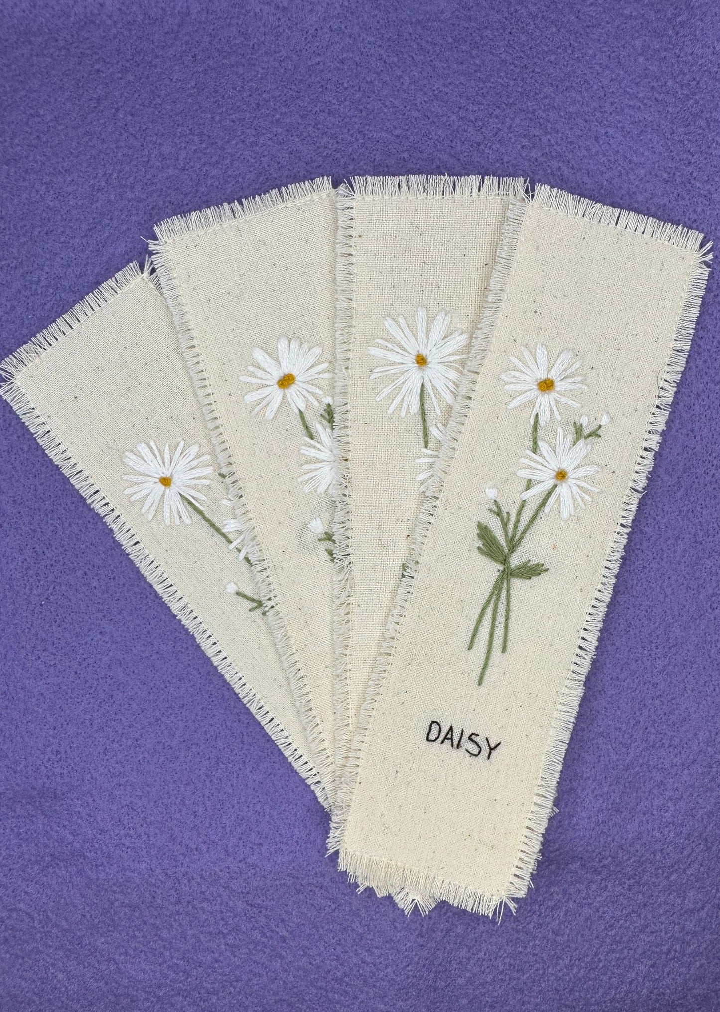 Hand-Embroidered Daisy Bookmark