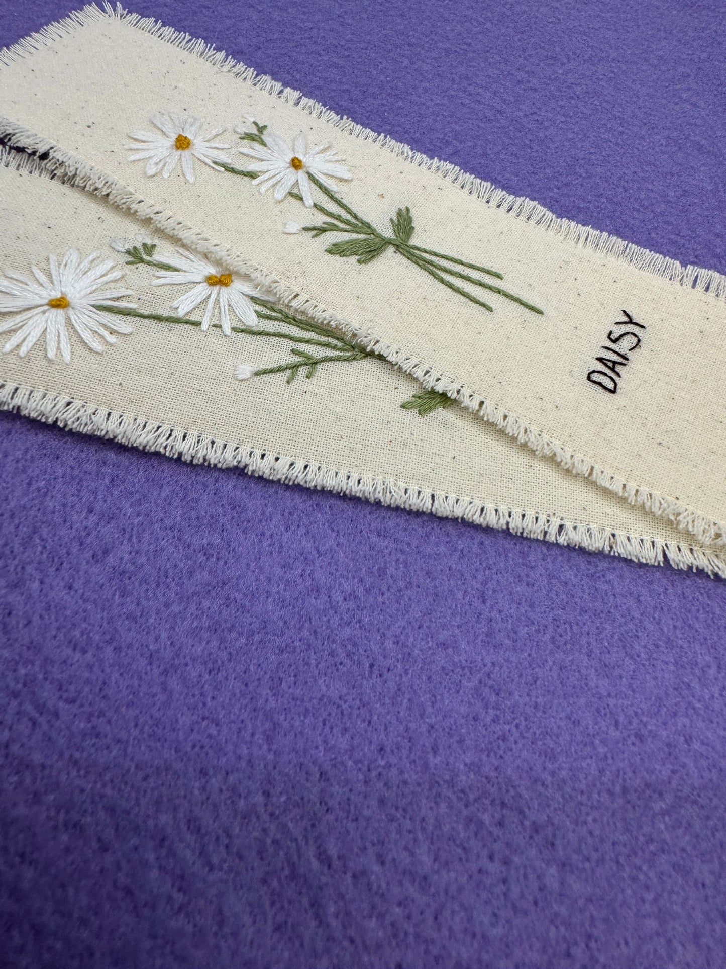 Hand-Embroidered Daisy Bookmark