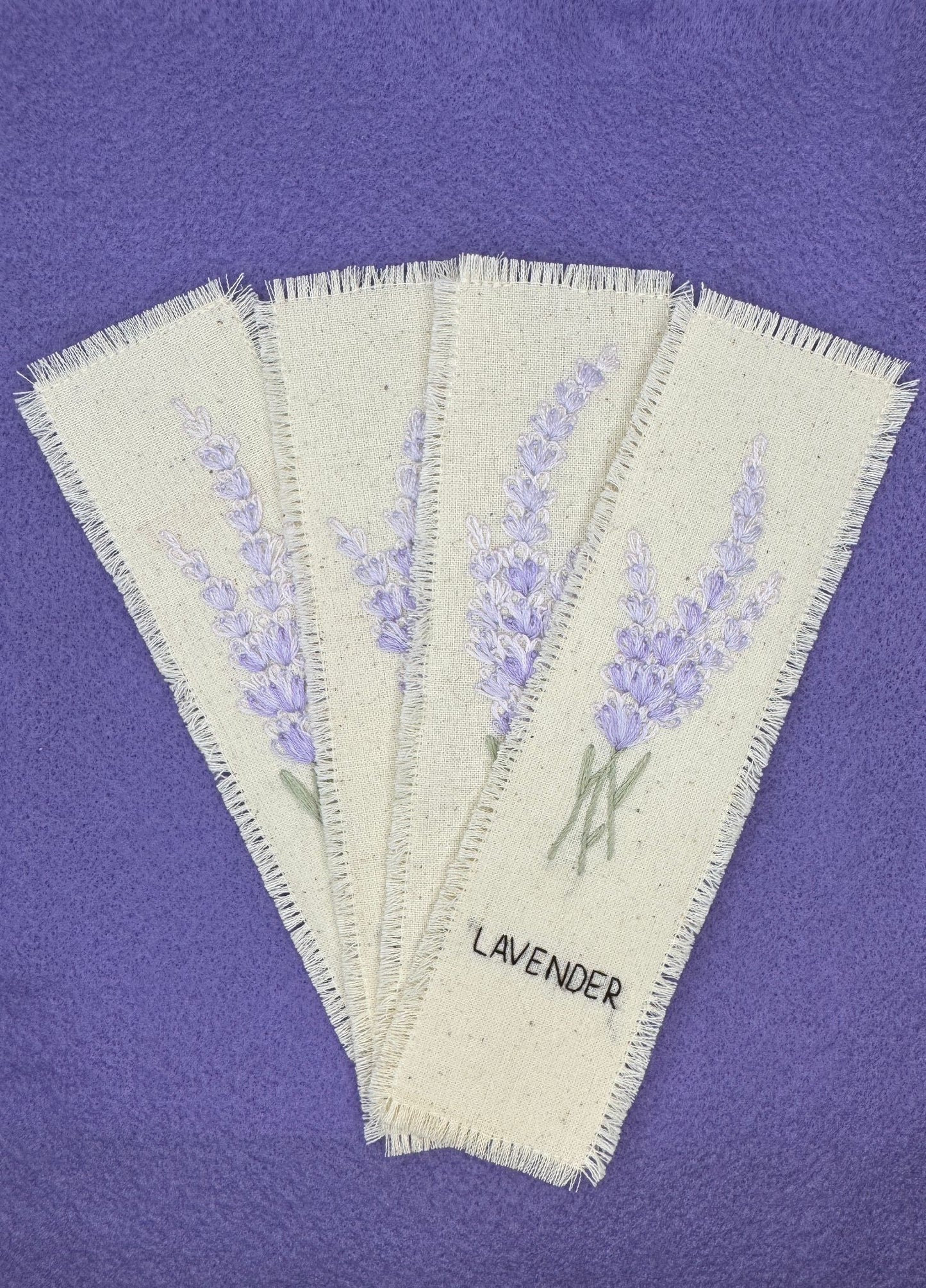 Hand-Embroidered Lavender Bookmark