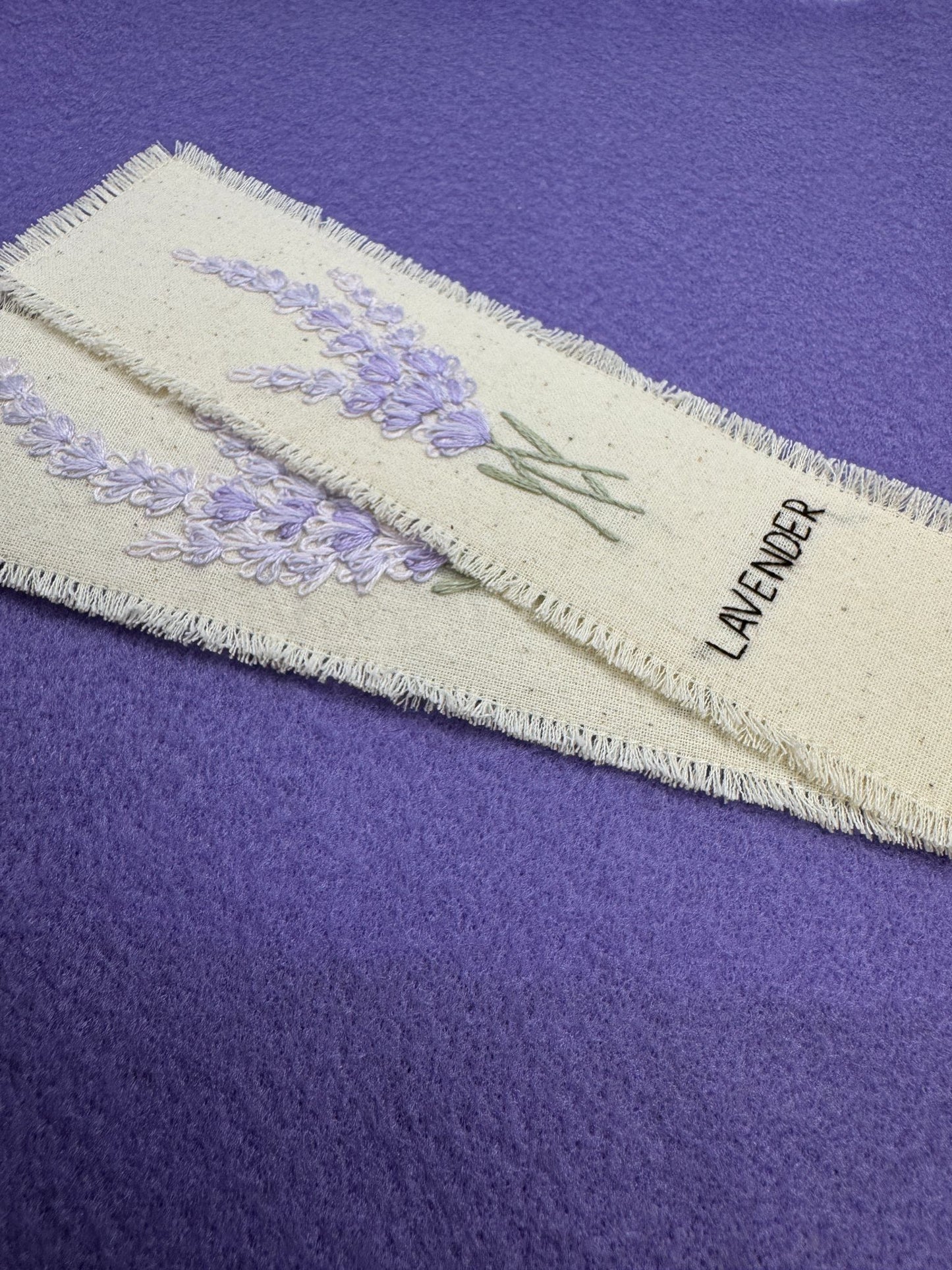 Hand-Embroidered Lavender Bookmark
