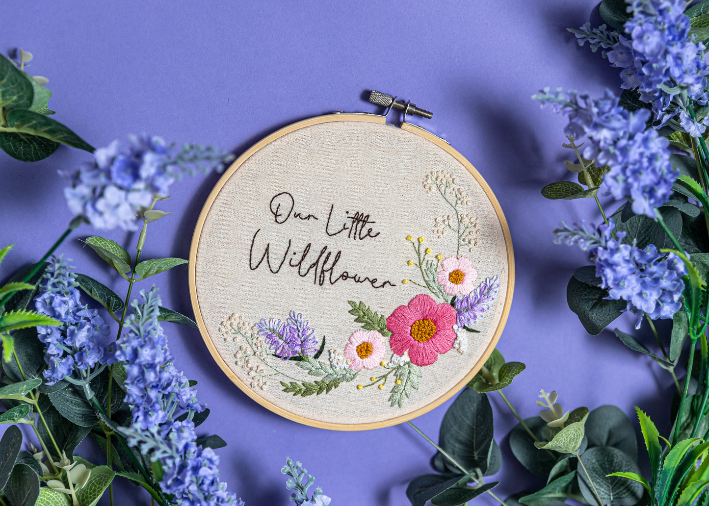 "Our Little Wildflower" Embroidery Hoop