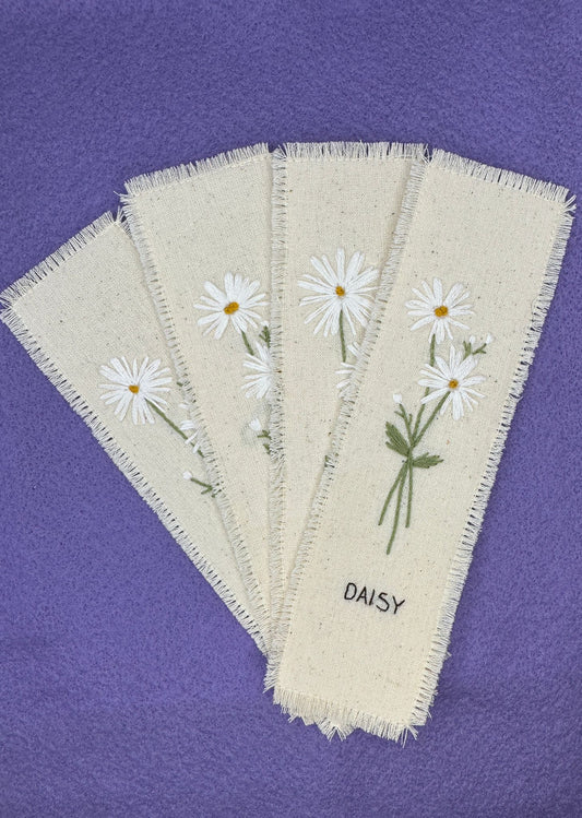 Hand-Embroidered Daisy Bookmark