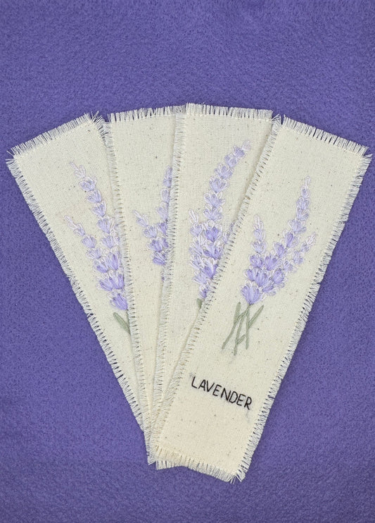 Hand-Embroidered Lavender Bookmark